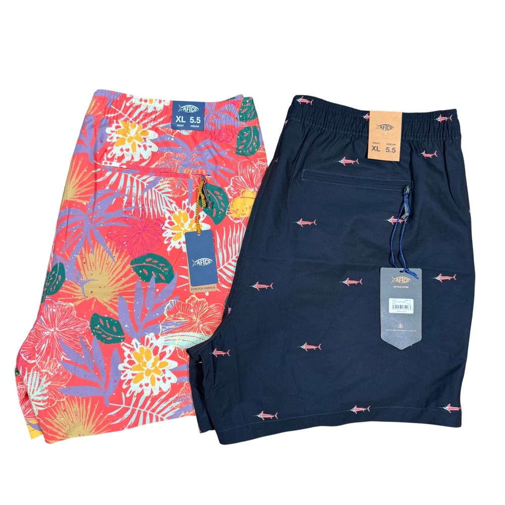 New AFTCO Mens Printed Swim Trunks Bundle Size XL